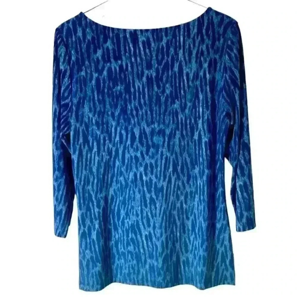 Catherine Malandrino Blue Leopard Print Tunic Top Size Large - Picture 2 of 5